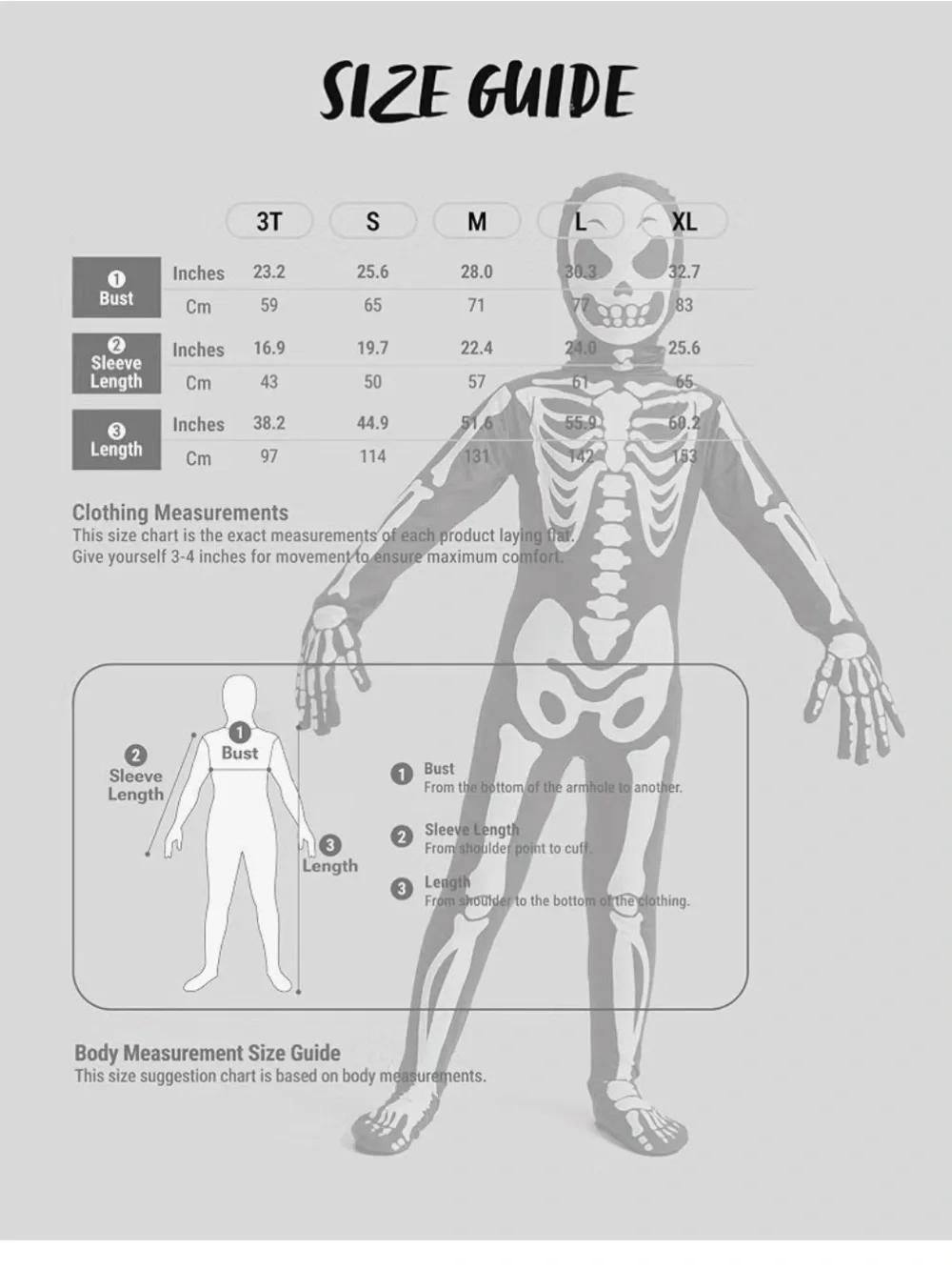 Green & Black Skeleton Kids Costume S 5-7 years